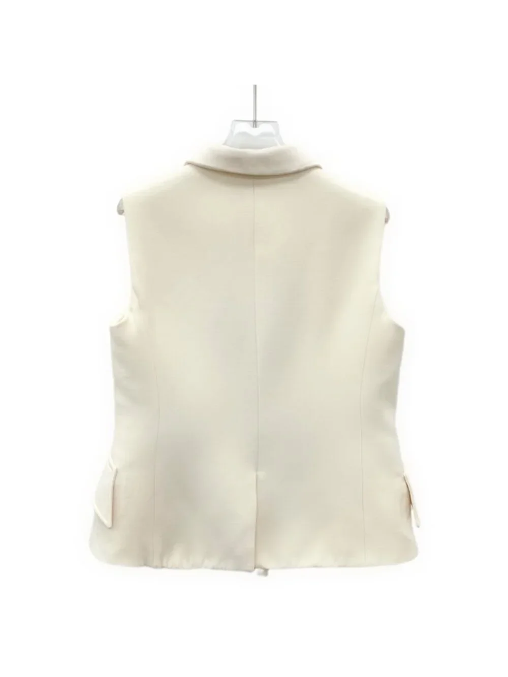Dior Beige Wool Double-Breasted Sleeveless Blazer Vest